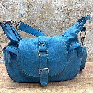 Kelly Moore Camera Hobo Bag Womens Medium Blue Leather Shoulder Bag Purse Y2k